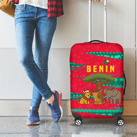 Benin Christmas Luggage Cover with Safari Animals Baobab Tree and National Coat of Arms Design - Wonder Print Shop