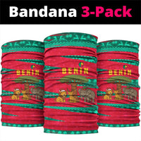 Benin Christmas Neck Gaiter with Safari Animals Baobab Tree and National Coat of Arms Design - Wonder Print Shop