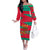 Benin Christmas Off The Shoulder Long Sleeve Dress with Safari Animals Baobab Tree and National Coat of Arms Design - Wonder Print Shop