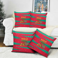 Benin Christmas Pillow Cover with Safari Animals Baobab Tree and National Coat of Arms Design - Wonder Print Shop