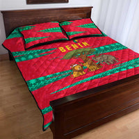 Benin Christmas Quilt Bed Set with Safari Animals Baobab Tree and National Coat of Arms Design - Wonder Print Shop