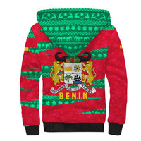 Benin Christmas Sherpa Hoodie with Safari Animals Baobab Tree and National Coat of Arms Design - Wonder Print Shop