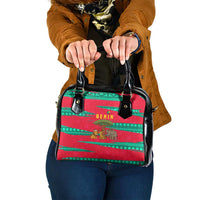 Benin Christmas Shoulder Handbag with Safari Animals Baobab Tree and National Coat of Arms Design - Wonder Print Shop