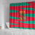 Benin Christmas Shower Curtain with Safari Animals Baobab Tree and National Coat of Arms Design - Wonder Print Shop