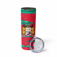 Benin Christmas Skinny Tumbler with Safari Animals Baobab Tree and National Coat of Arms Design - Wonder Print Shop