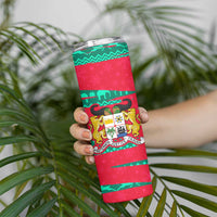 Benin Christmas Skinny Tumbler with Safari Animals Baobab Tree and National Coat of Arms Design - Wonder Print Shop