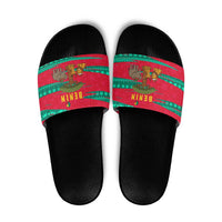 Benin Christmas Slide Sandals with Safari Animals Baobab Tree and National Coat of Arms Design - Wonder Print Shop
