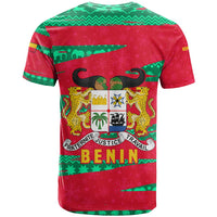 Benin Christmas T Shirt with Safari Animals Baobab Tree and National Coat of Arms Design - Wonder Print Shop