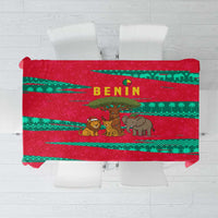 Benin Christmas Tablecloth with Safari Animals Baobab Tree and National Coat of Arms Design - Wonder Print Shop