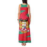 Benin Christmas Tank Maxi Dress with Safari Animals Baobab Tree and National Coat of Arms Design - Wonder Print Shop
