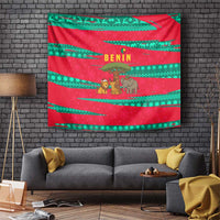 Benin Christmas Tapestry with Safari Animals Baobab Tree and National Coat of Arms Design - Wonder Print Shop