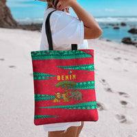 Benin Christmas Tote Bag with Safari Animals Baobab Tree and National Coat of Arms Design - Wonder Print Shop