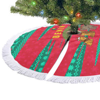 Benin Christmas Tree Skirt with Safari Animals Baobab Tree and National Coat of Arms Design - Wonder Print Shop