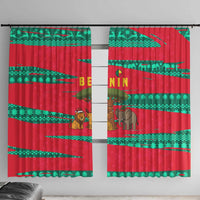 Benin Christmas Window Curtain with Safari Animals Baobab Tree and National Coat of Arms Design - Wonder Print Shop