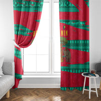 Benin Christmas Window Curtain with Safari Animals Baobab Tree and National Coat of Arms Design - Wonder Print Shop