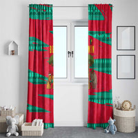 Benin Christmas Window Curtain with Safari Animals Baobab Tree and National Coat of Arms Design - Wonder Print Shop