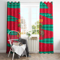 Benin Christmas Window Curtain with Safari Animals Baobab Tree and National Coat of Arms Design - Wonder Print Shop