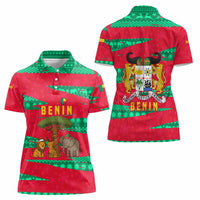 Benin Christmas Women Polo Shirt with Safari Animals Baobab Tree and National Coat of Arms Design - Wonder Print Shop