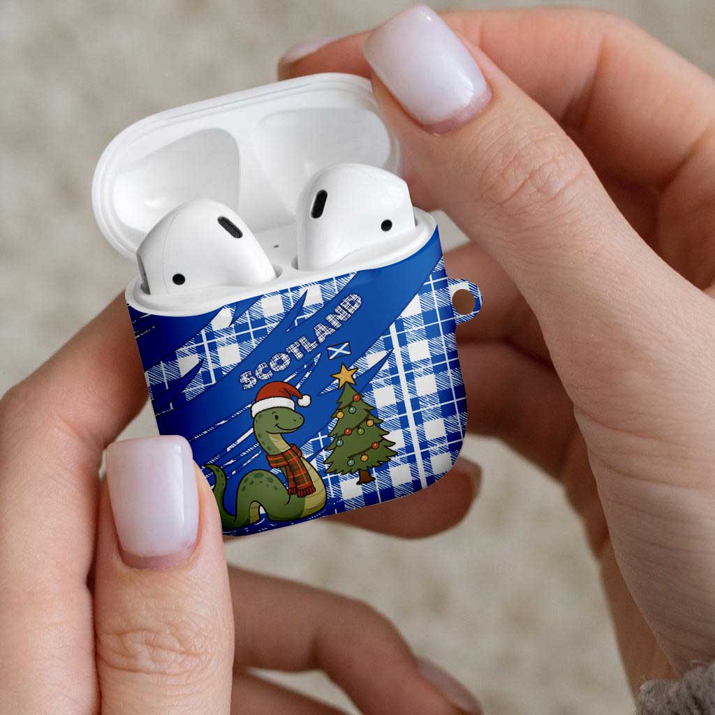 Scotland Christmas AirPods Case with Nessie Santa Hat and Blue Tartan Tree - Wonder Print Shop