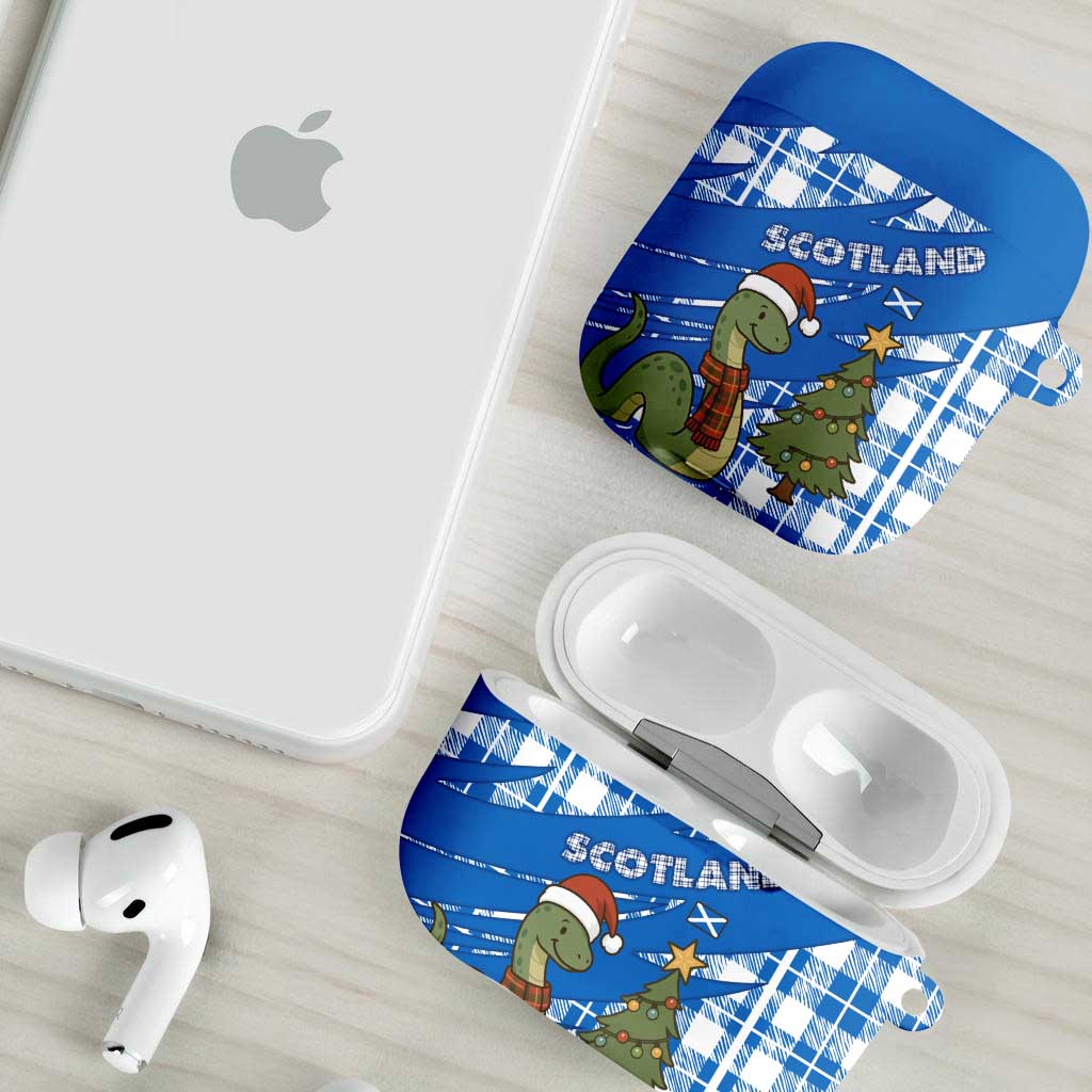 Scotland Christmas AirPods Case with Nessie Santa Hat and Blue Tartan Tree - Wonder Print Shop