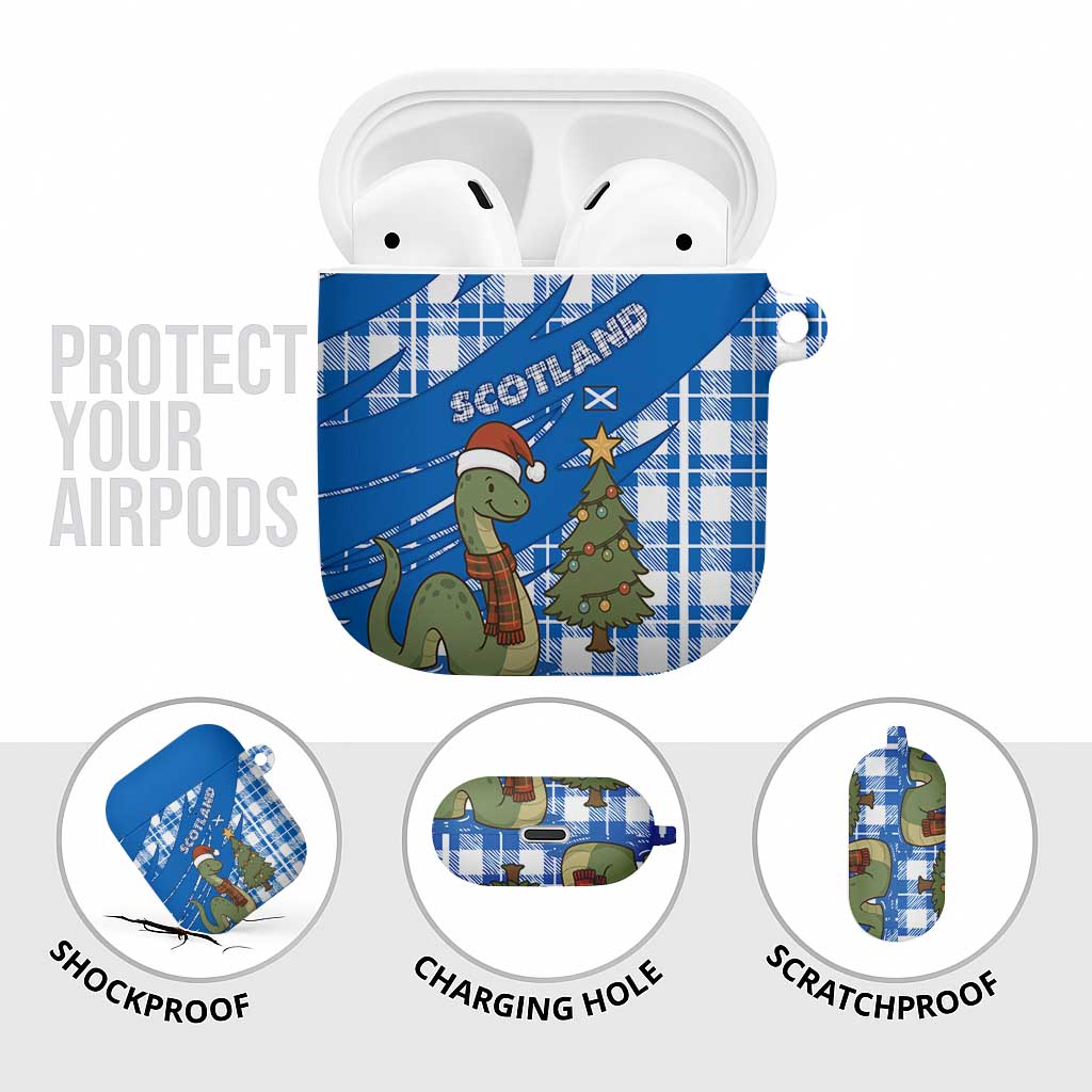 Scotland Christmas AirPods Case with Nessie Santa Hat and Blue Tartan Tree - Wonder Print Shop