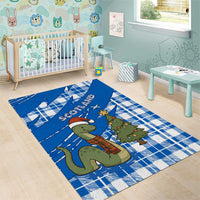 Scotland Christmas Area Rug with Nessie Santa Hat and Blue Tartan Tree - Wonder Print Shop