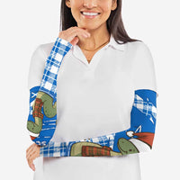 Scotland Christmas Arm Sleeves with Nessie Santa Hat and Blue Tartan Tree - Wonder Print Shop