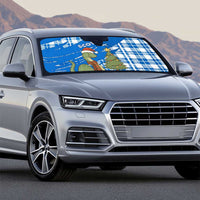 Scotland Christmas Auto Sun Shade with Nessie Santa Hat and Blue Tartan Tree - Wonder Print Shop