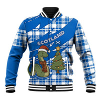 Scotland Christmas Baseball Jacket with Nessie Santa Hat and Blue Tartan Tree - Wonder Print Shop