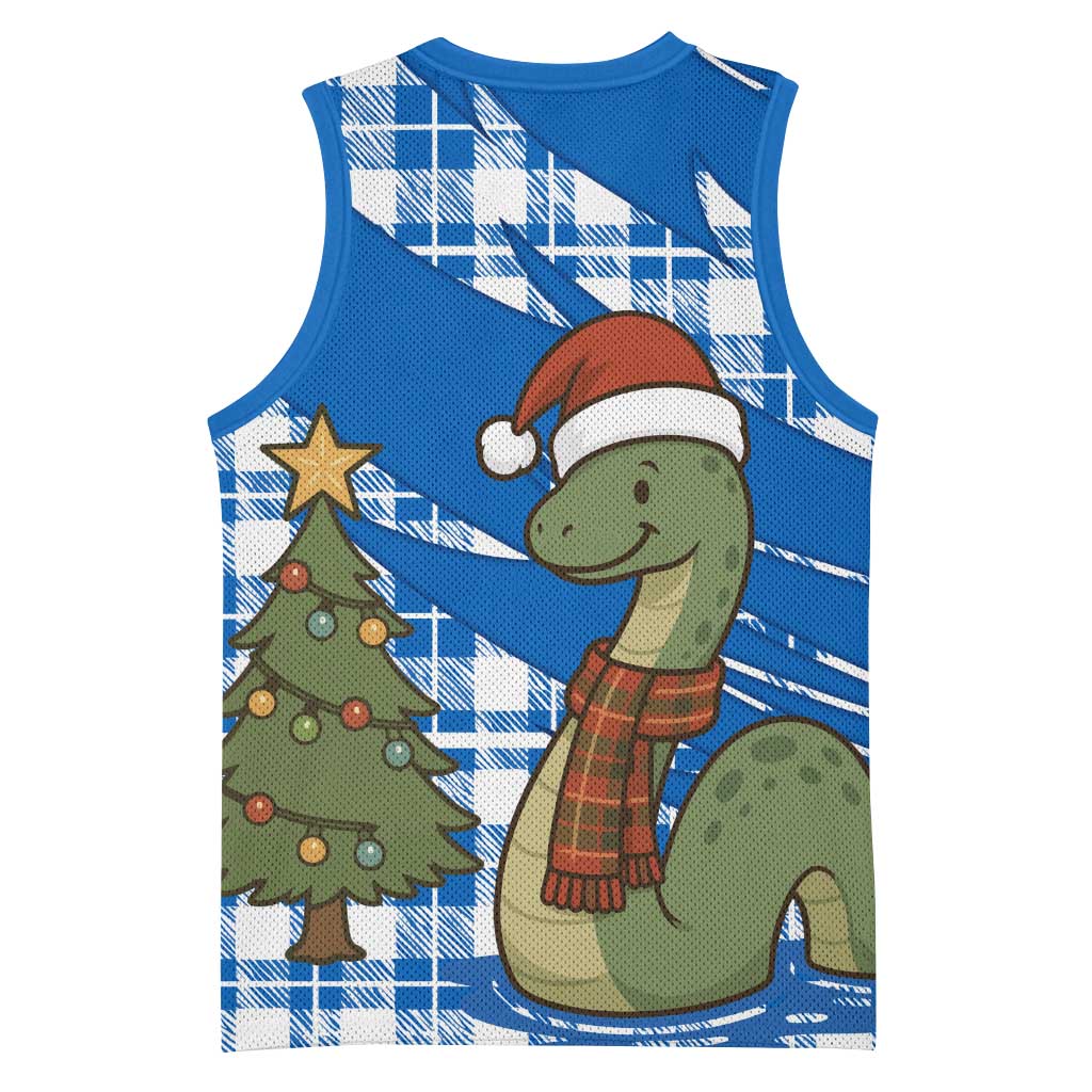 Scotland Christmas Basketball Jersey with Nessie Santa Hat and Blue Tartan Tree - Wonder Print Shop