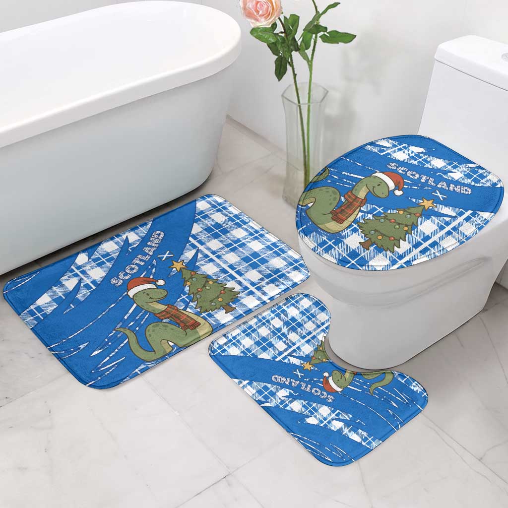 Scotland Christmas Bathroom Set with Nessie Santa Hat and Blue Tartan Tree - Wonder Print Shop