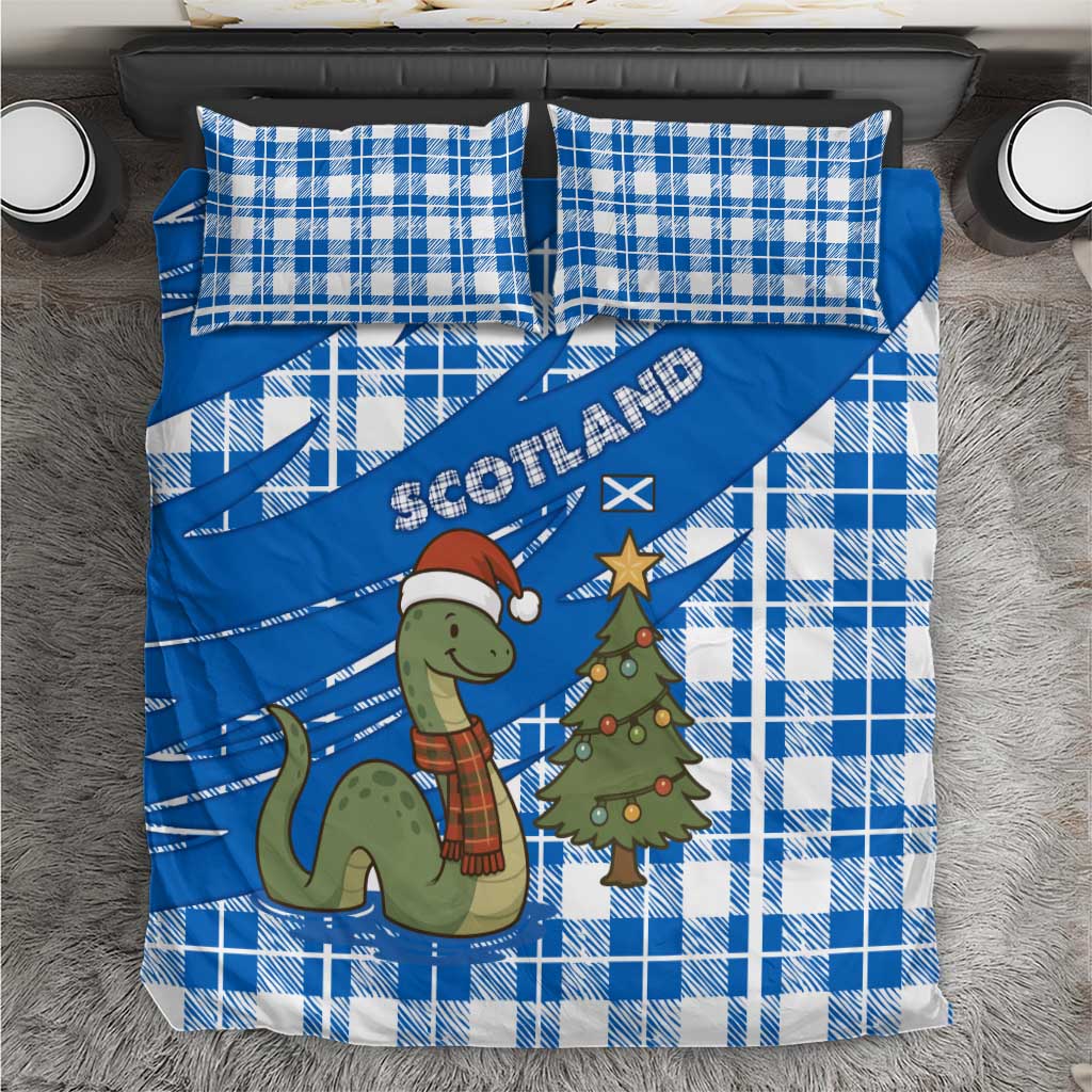 Scotland Christmas Bedding Set with Nessie Santa Hat and Blue Tartan Tree - Wonder Print Shop