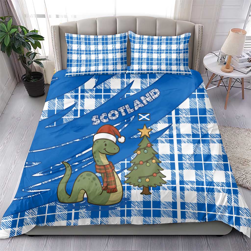 Scotland Christmas Bedding Set with Nessie Santa Hat and Blue Tartan Tree - Wonder Print Shop
