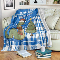 Scotland Christmas Blanket with Nessie Santa Hat and Blue Tartan Tree - Wonder Print Shop