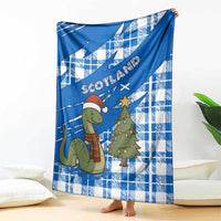 Scotland Christmas Blanket with Nessie Santa Hat and Blue Tartan Tree - Wonder Print Shop