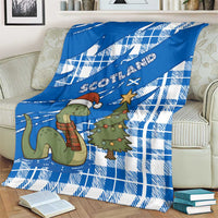 Scotland Christmas Blanket with Nessie Santa Hat and Blue Tartan Tree - Wonder Print Shop