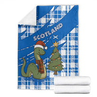 Scotland Christmas Blanket with Nessie Santa Hat and Blue Tartan Tree - Wonder Print Shop