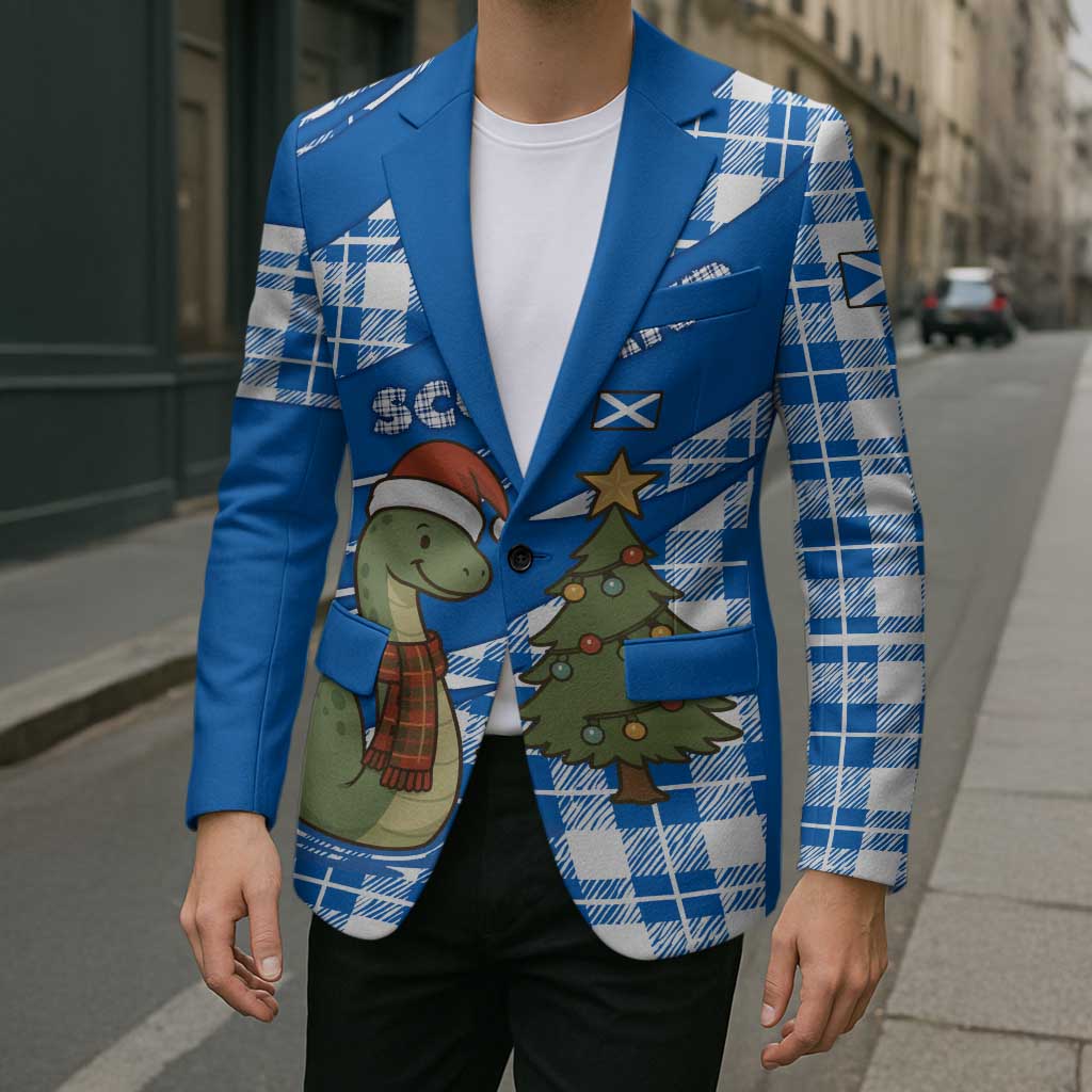 Scotland Christmas Blazer with Nessie Santa Hat and Blue Tartan Tree - Wonder Print Shop