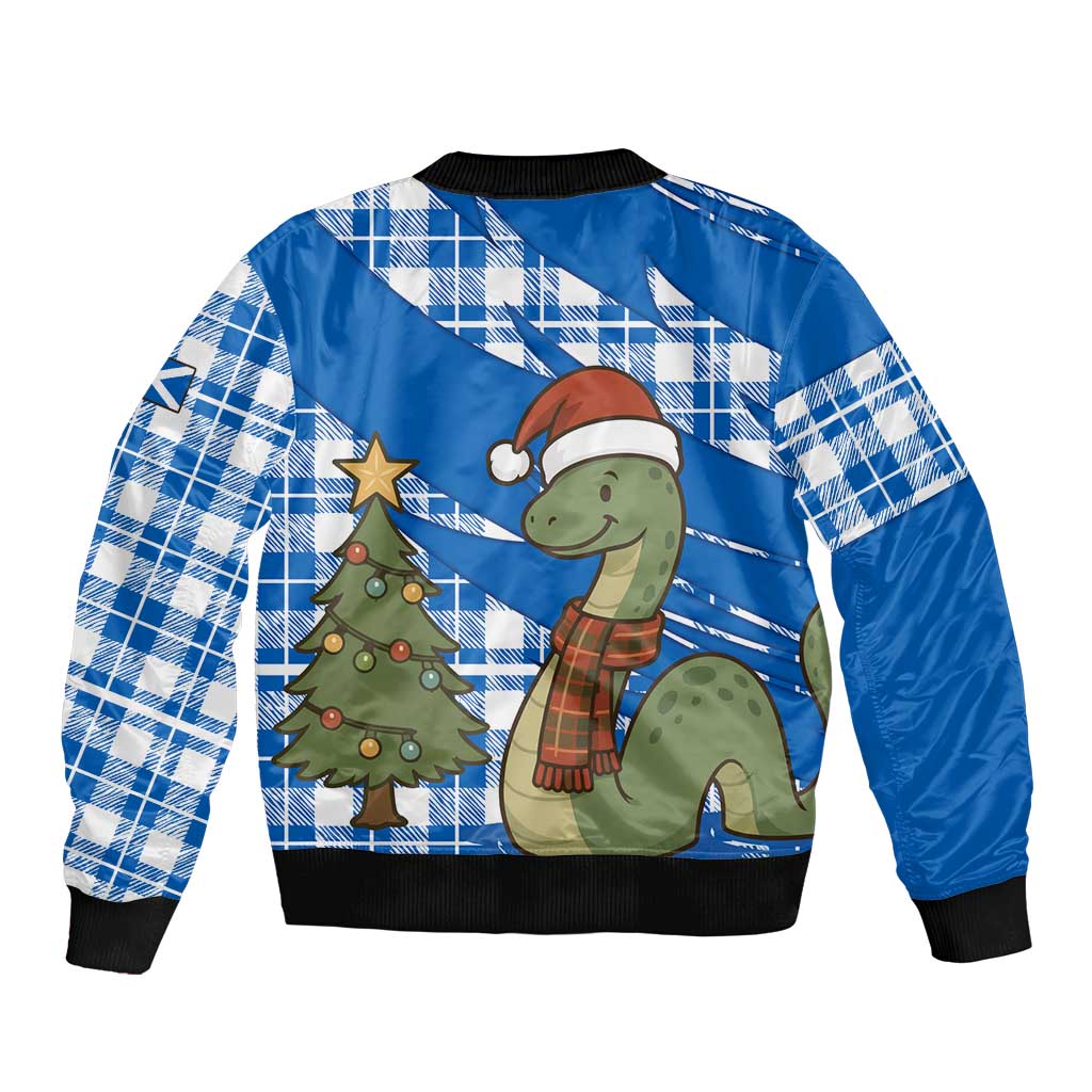 Scotland Christmas Bomber Jacket with Nessie Santa Hat and Blue Tartan Tree - Wonder Print Shop