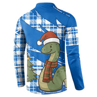 Scotland Christmas Button Sweatshirt with Nessie Santa Hat and Blue Tartan Tree - Wonder Print Shop