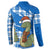 Scotland Christmas Button Sweatshirt with Nessie Santa Hat and Blue Tartan Tree - Wonder Print Shop
