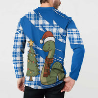Scotland Christmas Button Sweatshirt with Nessie Santa Hat and Blue Tartan Tree - Wonder Print Shop