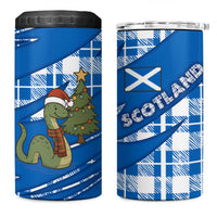 Scotland Christmas 4 in 1 Can Cooler Tumbler with Nessie Santa Hat and Blue Tartan Tree - Wonder Print Shop