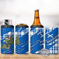 Scotland Christmas 4 in 1 Can Cooler Tumbler with Nessie Santa Hat and Blue Tartan Tree - Wonder Print Shop