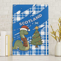 Scotland Christmas Canvas Wall Art with Nessie Santa Hat and Blue Tartan Tree - Wonder Print Shop