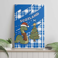 Scotland Christmas Canvas Wall Art with Nessie Santa Hat and Blue Tartan Tree - Wonder Print Shop