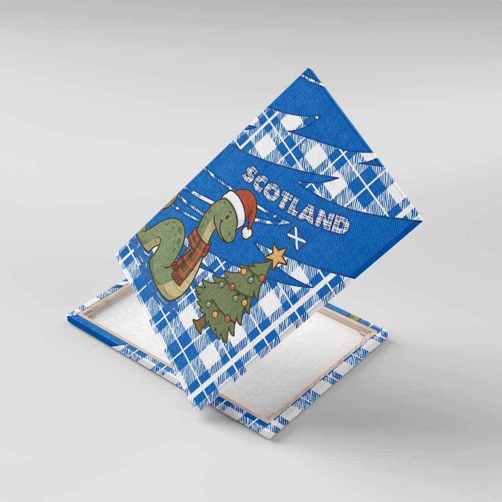 Scotland Christmas Canvas Wall Art with Nessie Santa Hat and Blue Tartan Tree - Wonder Print Shop