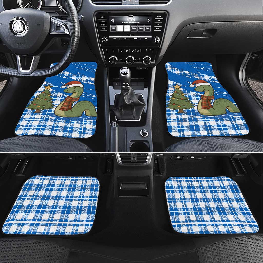 Scotland Christmas Car Mats with Nessie Santa Hat and Blue Tartan Tree - Wonder Print Shop