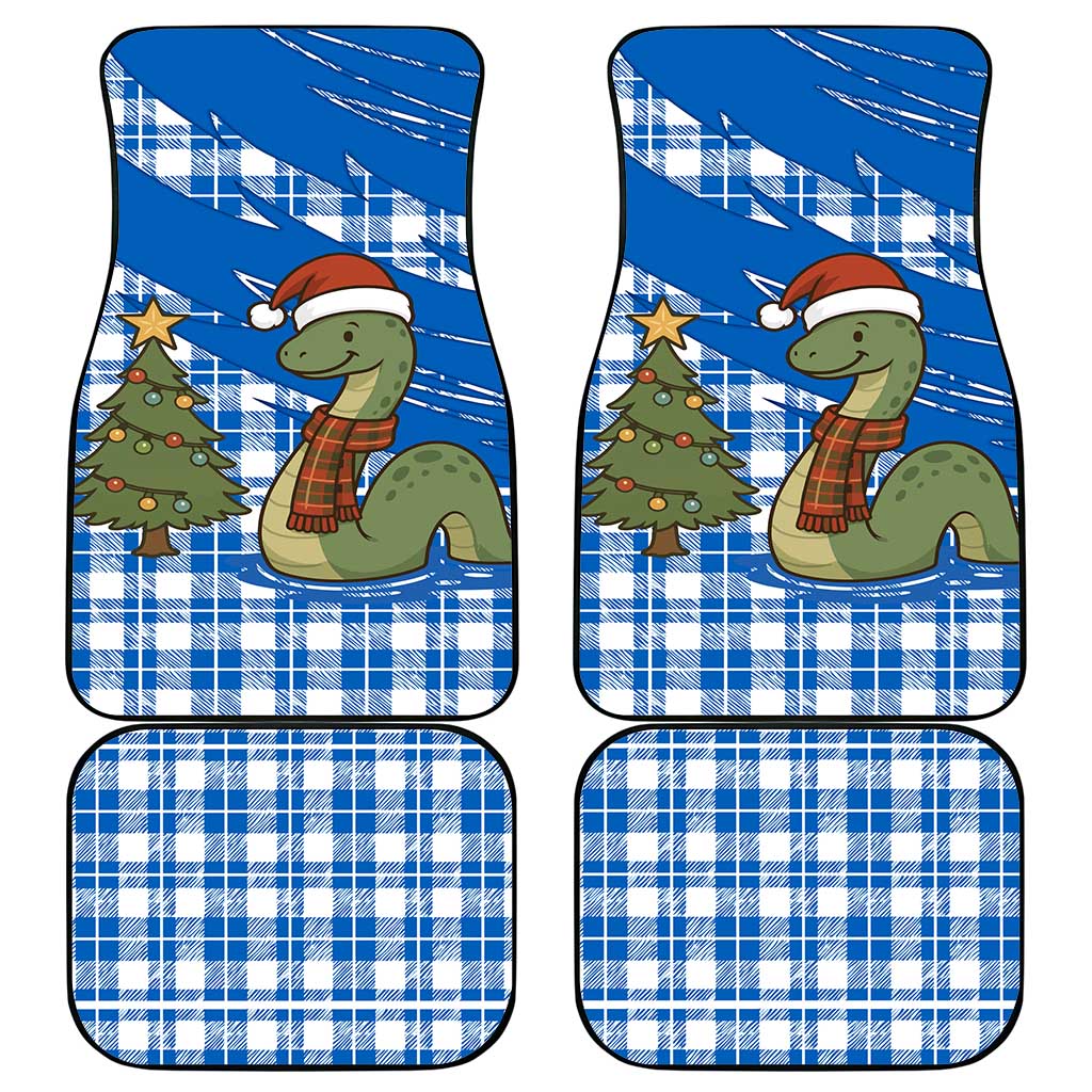 Scotland Christmas Car Mats with Nessie Santa Hat and Blue Tartan Tree - Wonder Print Shop
