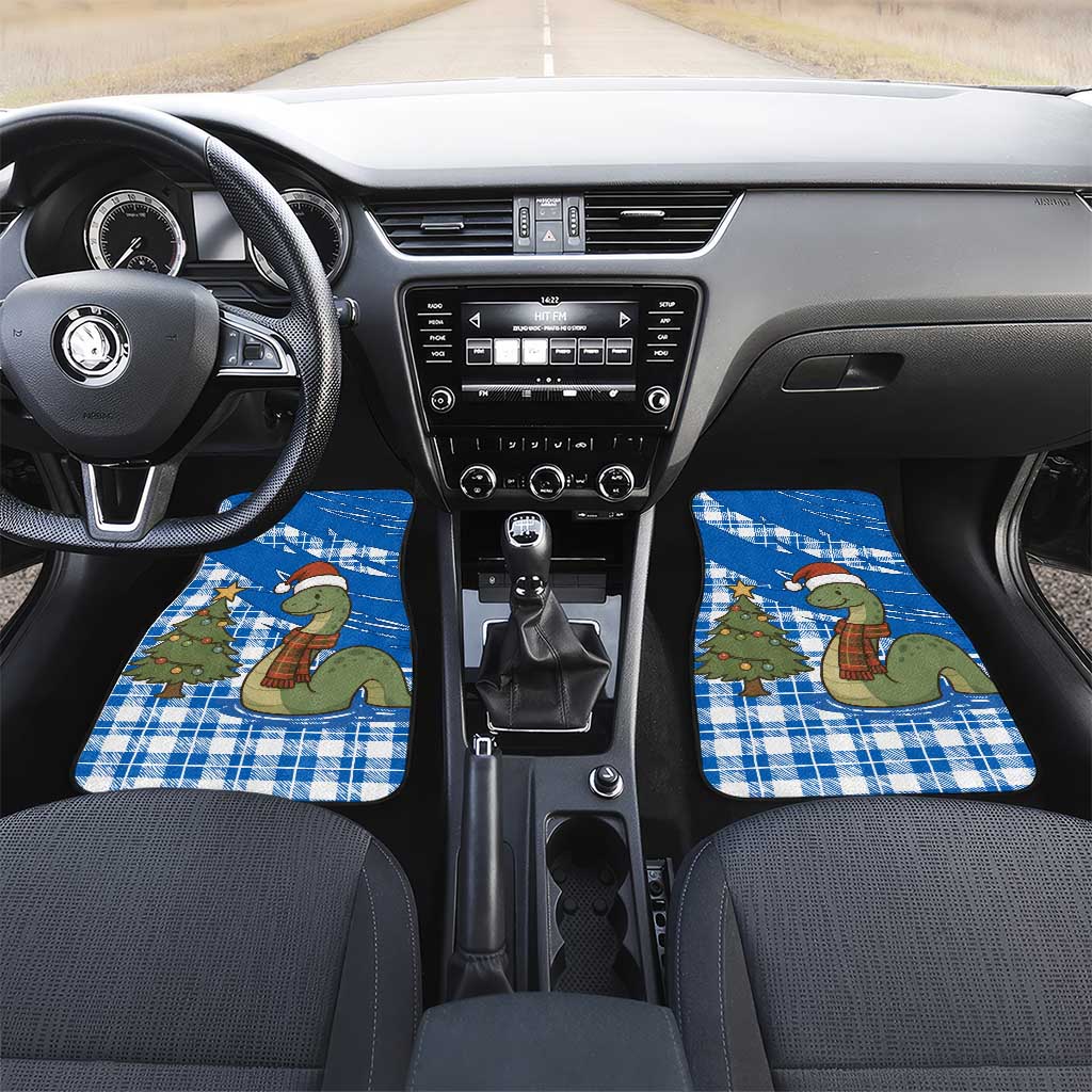 Scotland Christmas Car Mats with Nessie Santa Hat and Blue Tartan Tree - Wonder Print Shop